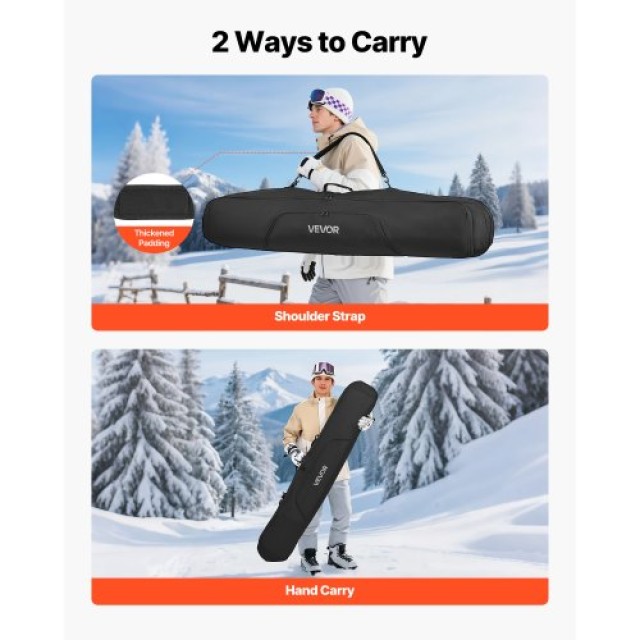 VEVOR Τσάντα Snowboard έως 65 εκ., Αδιάβροχο Υλικό 600D Oxford, με Εσωτερικούς Ιμάντες, Μαύρο HXYJBXBB165C18EI5001V0