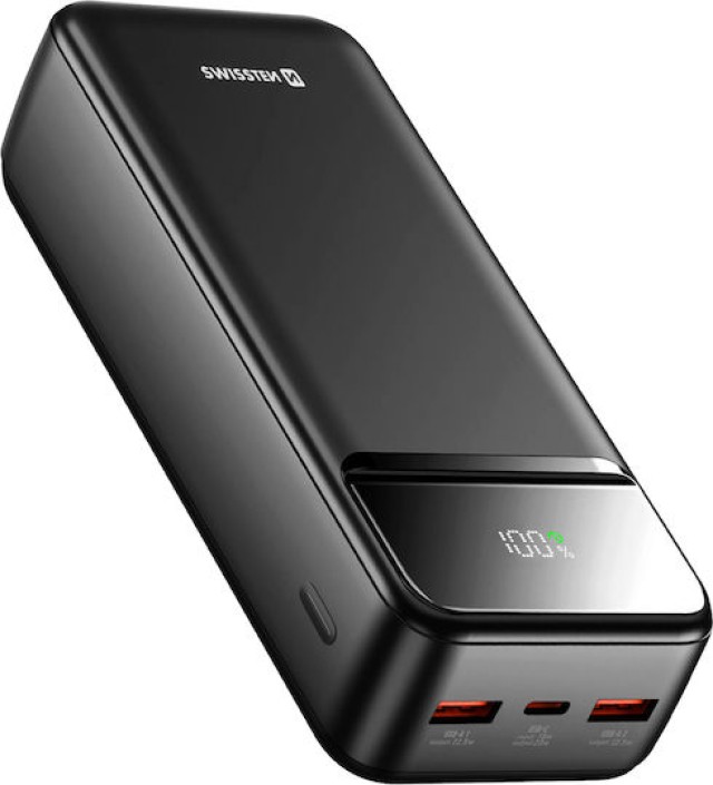 Swissten Power Line II 30000mAh 22.5W με Θύρα USB-A και 2 Θύρες USB-C Power Delivery