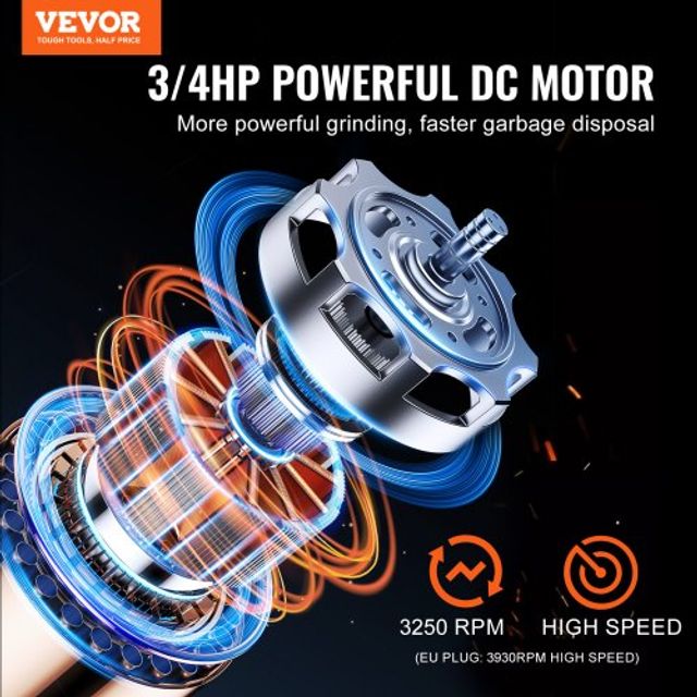 VEVOR Απορριμματοφάγος 3/4 HP 3930 RPM EZ Connect GDLJCLQ34HPZ3F8YUV2