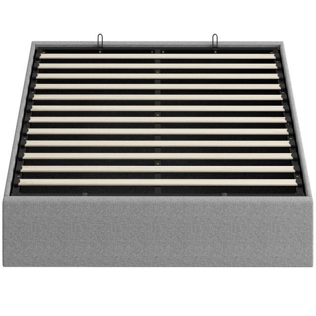 HOMCOM Διπλό Κρεβάτι με Αποθηκευτικό Χώρο 190x140 cm, Ξύλινες Τάβλες, Αέριο Πιστόνι και Υφασμάτινη Επένδυση, Γκρι 83D-121V00GY