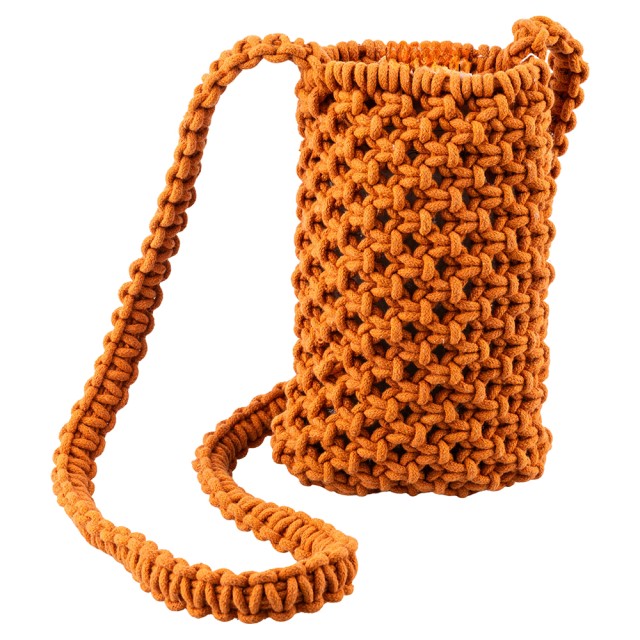 Villa dEste Home Μίνι τσάντα παραλίας με πλεκτό βαμβακερό λουράκι 13x20 εκ. σε σκουριασμένο χρώμα Μακραμέ 5919879