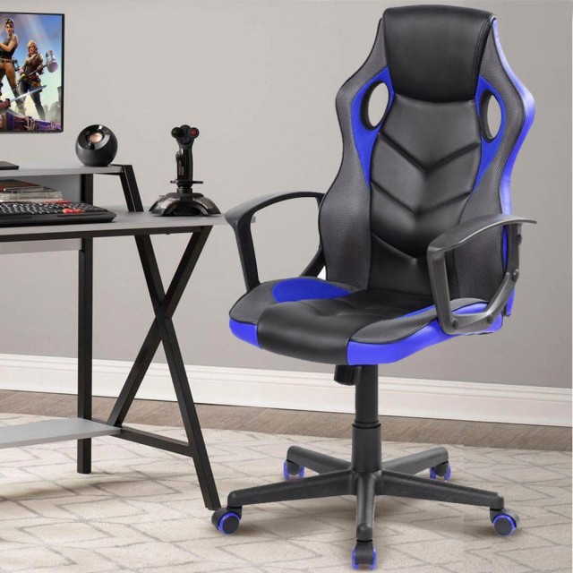 BAKAJI  Καρέκλα Πολυθρόνα Gaming Γραφείου Σπιτιού Ρυθμιζόμενη Περιστρεφόμενη Διευθυντική Μπλε  02834217