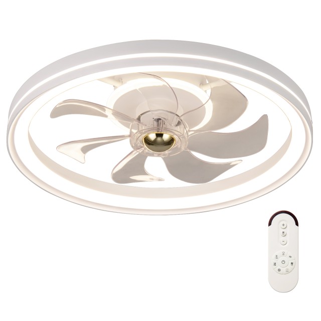 Costway Λευκός LED Ανεμιστήρας Οροφής με Φωτισμό, Ø48cm, 6 Ταχύτητες, 3000-6500K, Dimmable EU10175DE-WH