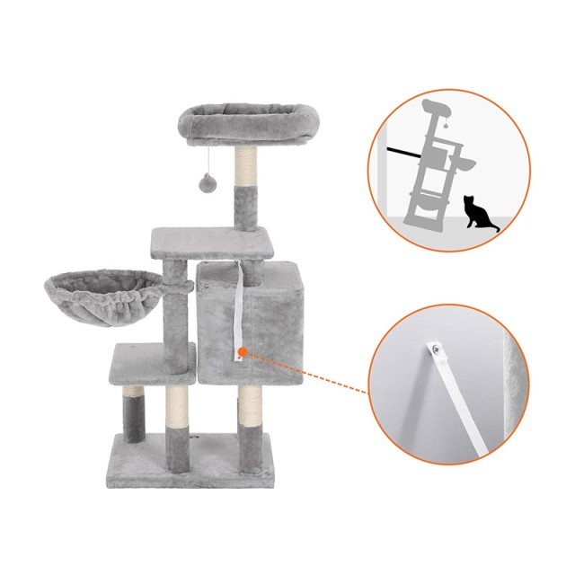 Δέντρο Γάτας - Ονυχοδρόμιο 50 x 40 x 110 cm Χρώματος Γκρι Feandrea PCT52W