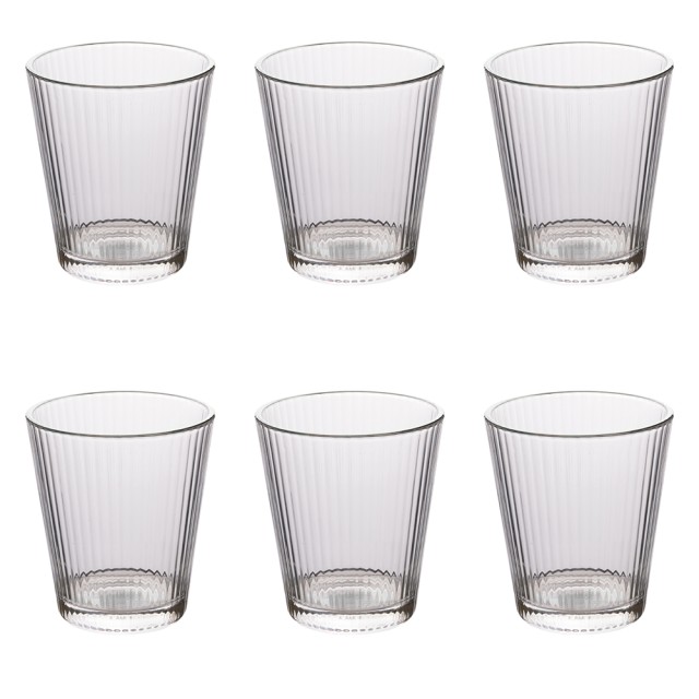 Villa DEste  Σετ 6 ποτήρια νερού από γυαλί 350 ml με ρίγες Nice 5919738