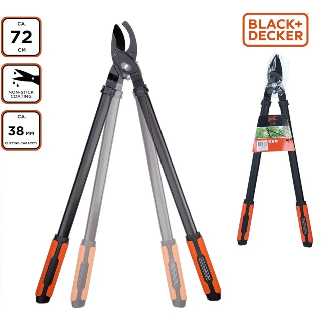 BLACK & DECKER Ψαλίδι Κλάδου BLACK+DECKER, Ικανότητα Κοπής 38mm, Μήκος 72cm 02842153