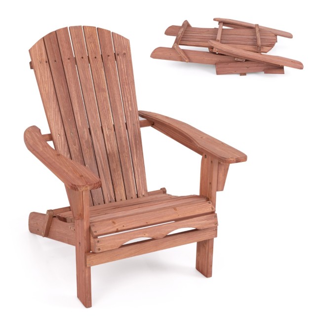Costway Πτυσσόμενη Ξύλινη Καρέκλα Adirondack με Αντοχή 180 kg για Κήπο NP11799YW-1