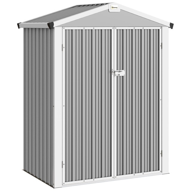 Outsunny Μεταλλικό Κήπεδο Σπιτιού 1.1m² με Διπλές Κλειδωμένες Πόρτες, 133x87x178 cm, Ασημί Γκρι 84H-459V00SR