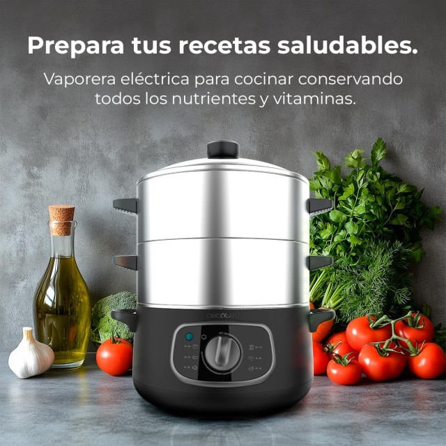 Ατμομάγειρας Vapovita SteelPot White – 1300W με 3 Δοχεία από Ανοξείδωτο Ατσάλι 10lt CEC-100630 Cecotec