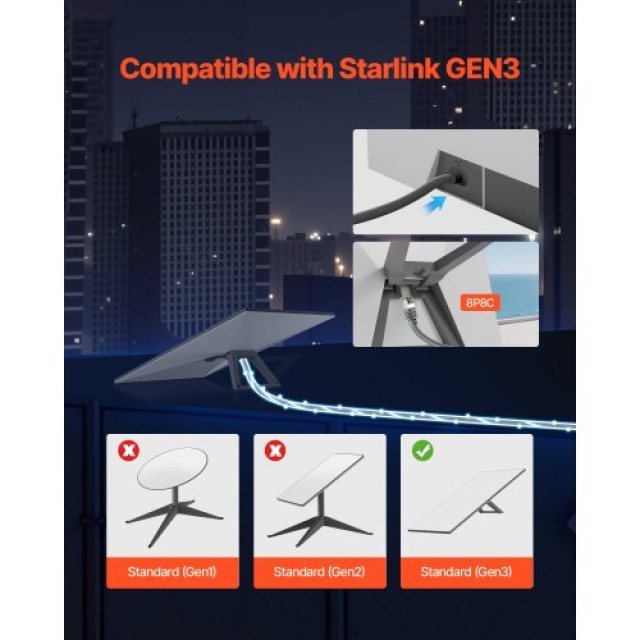 VEVOR Καλώδιο Προέκτασης Starlink Gen 3 150 Πόδια XLYZDLGEN324KHZO1001V9