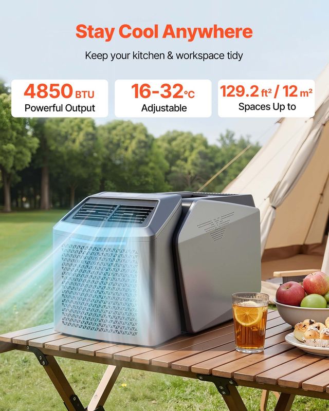 VEVOR Φορητό Κλιματιστικό Camping 4850 BTU, Διπλού Σωλήνα, με Τηλεχειριστήριο, για Σκηνή & RV, Σκούρο Γκρι BXSLYKDDDYBHB1J9X001V2