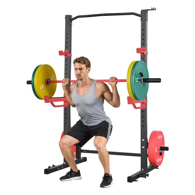 VEVOR Πολυλειτουργικό Ράφι Squat Power Cage, Ρυθμιζόμενο J-Hooks & Safety Bars για Σκουώτ, Πάγκο Πιέσεων & Έλξεις, Οικιακό Γυμναστήριο με 4 Pegs για Αντίσταση LGXSDJDAQG0045GQ4001V0