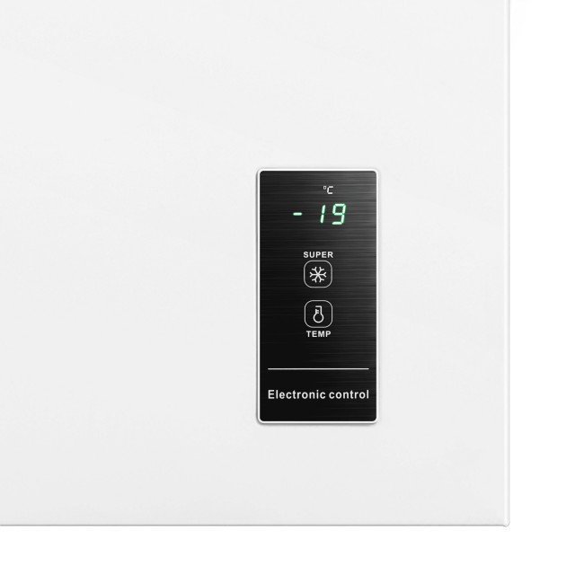 CECOTEC Οριζόντιος Καταψύκτης 143L, Bolero CoolMarket Chest 143P White E –Καλάθι με Λαβές, Ηλεκτρονικός Έλεγχος LED, Αθόρυβος 37dB, UltraContact D-Cool, Dual Function, Πόρτα ZeroG (80°-30°), Fast Freezing, Συμπαγής Σχεδιασμός CEC-113715
