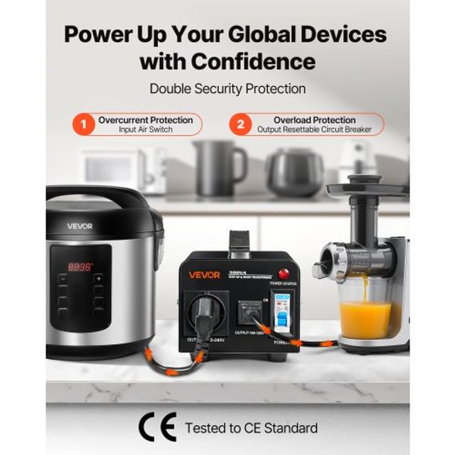 VEVOR Μετασχηματιστής Τάσης 500VA Step Up/Down 110V σε 220V/220V σε 110V SXDYZHQSD110XIR7Z001V2