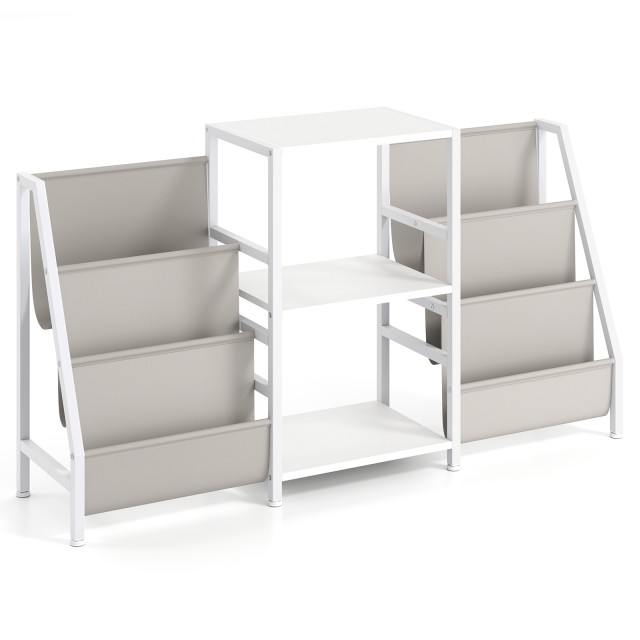 Λευκή Βάση Πικαπ με Βινύλιο Ράφι και Αποθηκευτικές Θήκες 125 x 30 x 69 cm JZ10290WH Costway