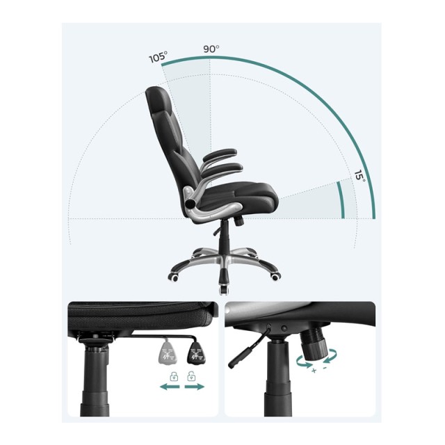 Διευθυντική Καρέκλα Γραφείου 70 x 75 x 119-137 cm Songmics OBG65BK