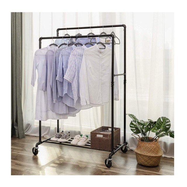 Διπλή Μεταλλική Κρεμάστρα Ρούχων Δαπέδου 100 x 162 x 59 cm με Ρόδες Songmics HSR60B