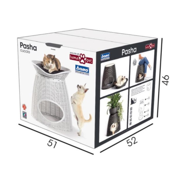 Διπλό Κρεβάτι-Σκαμπό Κατοικίδιων με 2 Μαξιλάρια 52 x 50 x 46/55 cm Χρώματος Ανθρακί Pasha Bama 19162