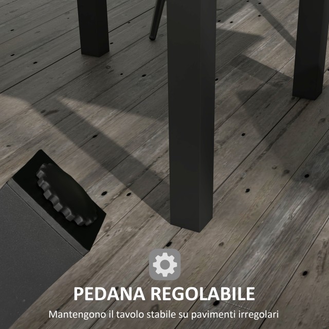 Επεκτάσιμο Τραπέζι Κήπου για 4-6 Άτομα με Επάνω Πλάκα, σε Αλουμίνιο, 81/162x80x75 cm, Γκρι 84G-368V00GY