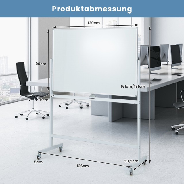 Costway Διπλής Όψης Πίνακας Whiteboard με Ρυθμιζόμενο Ύψος και Αξεσουάρ CB10566WH