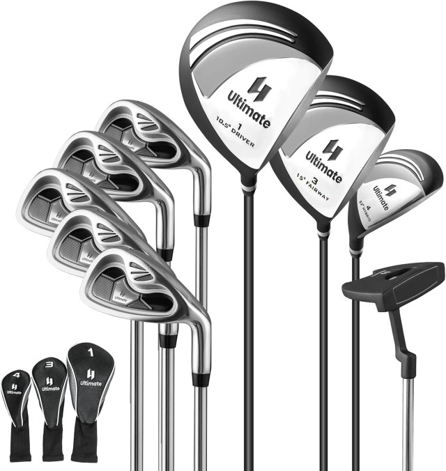 Costway Σετ Γκολφ 9 τεμαχίων για δεξιόχειρες άνδρες με Driver από γκρι κράμα ψευδαργύρου SP38025GR