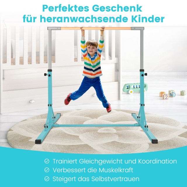 Costway Ανθεκτική και Σταθερή Γυμναστική Μπάρα για Παιδιά με Ρυθμιζόμενο Ύψος και Πτυσσόμενο Σχέδιο SP37448GN