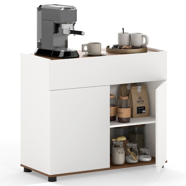 Costway Λευκός Μπουφές με Αποθηκευτικό Χώρο 70 x 35 x 80 με 1 Συρτάρι & 2 Πόρτες JV13163WH