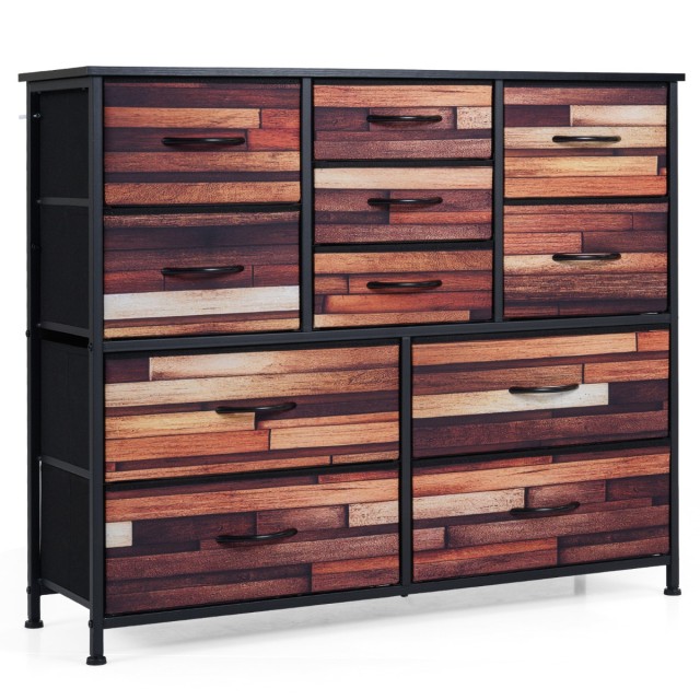 Costway Συρταριέρα με 11 Συρτάρια, Μεταλλικό Σκελετό και Ξύλινη Επιφάνεια, 82 x 30 x 100 cm JZ10396CF