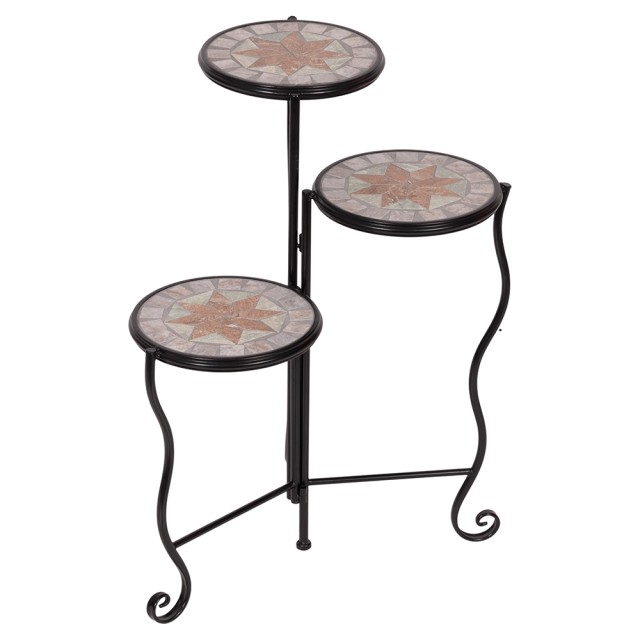 Galileo Βάση για γλάστρες 3 επιπέδων εξωτερικού χώρου πτυσσόμενη σε σίδερο με διακόσμηση μωσαϊκού από κεραμικό Κύπρου Est 2192585