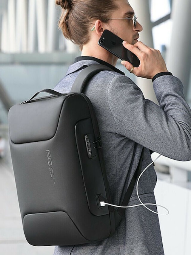 BANGE Αδιάβροχη Τσάντα Πλάτης Laptop 15.6 με Θύρα USB - Μαύρη 7216-Black