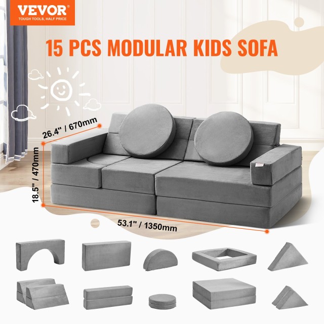 Πολυμορφικός Καναπές για Παιδιά 15 τμχ VEVOR ETSF1656625YVMCKFV0