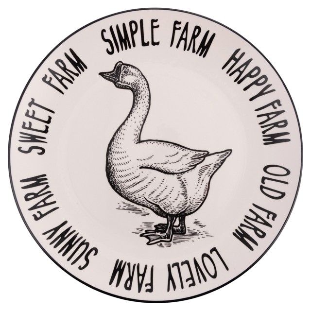 Villa DEste  Σετ 6τμχ Επίπεδο πιάτο 265 cm από πορσελάνη με διακόσμηση πάπια Farm 5923353