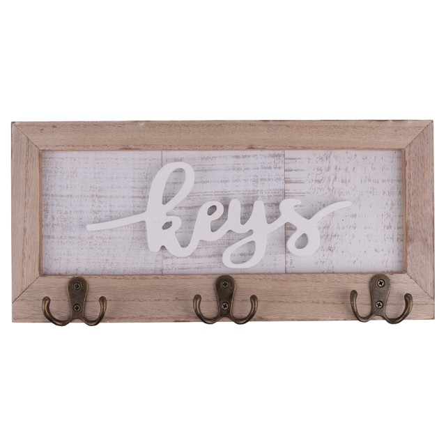 Galileo Κρεμάστρα Τοίχου με 3 Γάντζους από MDF Ξύλο 36x22x17 cm με Διακόσμηση και Επιγραφή Sibilla 5924462