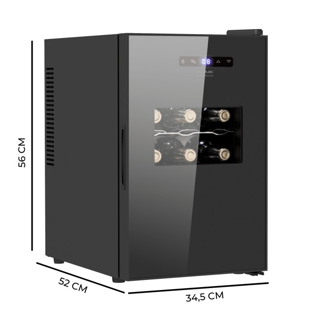 CECOTEC Συντηρητής Κρασιών GrandSommelier 1550 CoolCrystal Bodega - Θερμοηλεκτρική Συντήρηση Κρασιών 15 Φιαλών με Ρυθμιζόμενη Θερμοκρασία και Εσωτερικό LED Φωτισμό CEC-100135