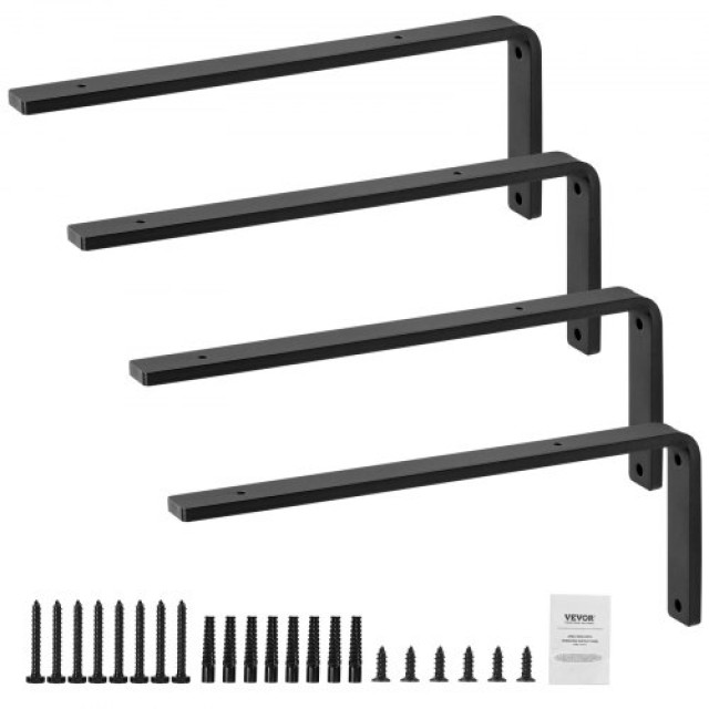 Βάσεις Ραφιών VEVOR, 16 x 6 in, 4 τεμ., Μαύρες, 160 lbs Φορτίο  SJZJGBZJYGHWJF4D6V0