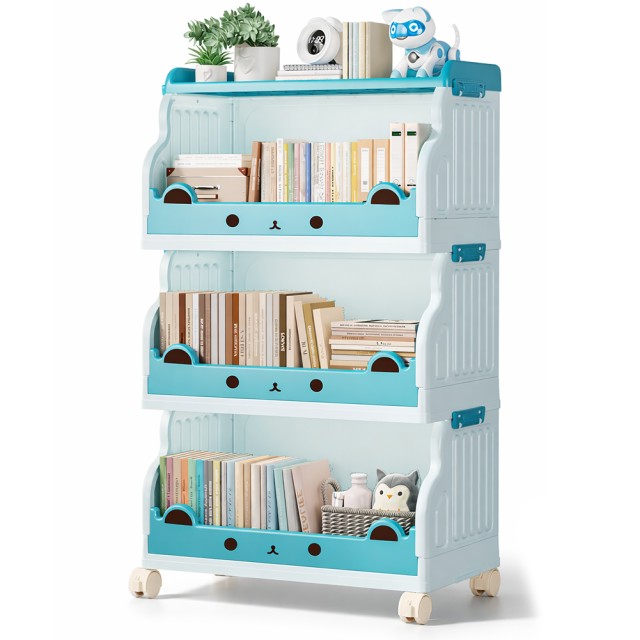 Shally Dogan Τροχήλατος Στοίβαξιμος Οργανωτής με 3 Επίπεδα σε Μπλε Απόχρωση Δοχείο Αποθήκευσης Παιχνιδιών 02001652