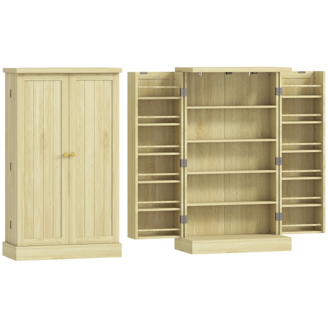 HOMCOM Ντουλάπι Αποθήκευσης 104 cm με 12 Ράφια για Μπαχαρικά, Ρυθμιζόμενα Ράφια, Φυσικό Ξύλο 83A-096V80ND