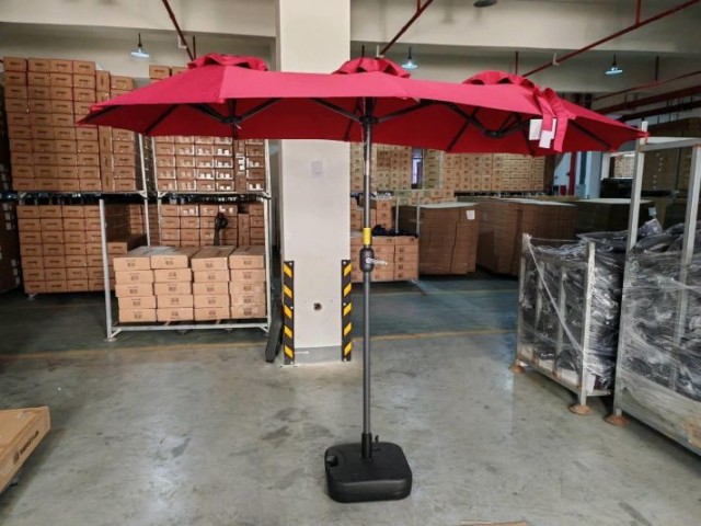 Costway Ορθογώνια Ομπρέλα Κήπου 300 x 160 cm με Μανιβέλα και 12 Ακτίνες, Κόκκινη NP13306WN