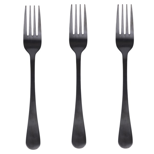 Galileo Σετ 3 Μαύρα Σατινέ Πιρούνια από Ανοξείδωτο Ατσάλι 180 5η Λεωφόρος Sibilla 5917066