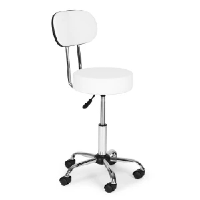 ModernHome Περιστρεφόμενο Σκαμπό με Πλάτη Λευκό BC009-W