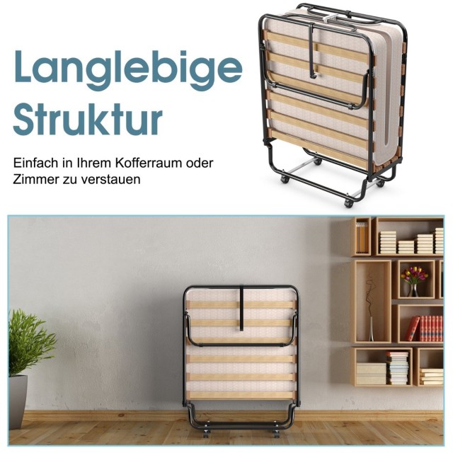 Costway  Πτυσσόμενο Κρεβάτι Υψηλής Ποιότητας με Στρώμα Memory Foam - Ιταλικής Κατασκευής HW72810