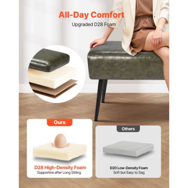 VEVOR Πράσινος Πάγκος Υπνοδωματίου από PU Δέρμα με Μεταλλικά Πόδια PZWSZYCGK415V6LFJ001V0