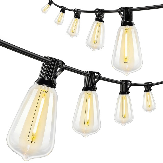 HOMCOM Φωτεινή Γιρλάντα Εξωτερικού Χώρου με 50 LED Λαμπάκια, IP44, από PET και Πλαστικό, 1800 x 3,8 x 9 εκ., Μαύρο και Διάφανο B32-009V90BK