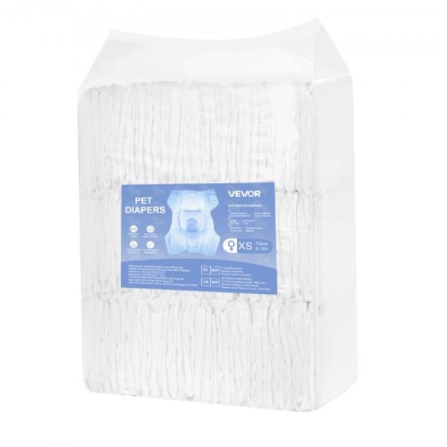VEVOR Πάνες Μίας Χρήσης Υπερ-Απορροφητικές για Θηλυκά Σκυλάκια XS 144 Τεμάχια CWNBZNKMG144W0DY9001V0