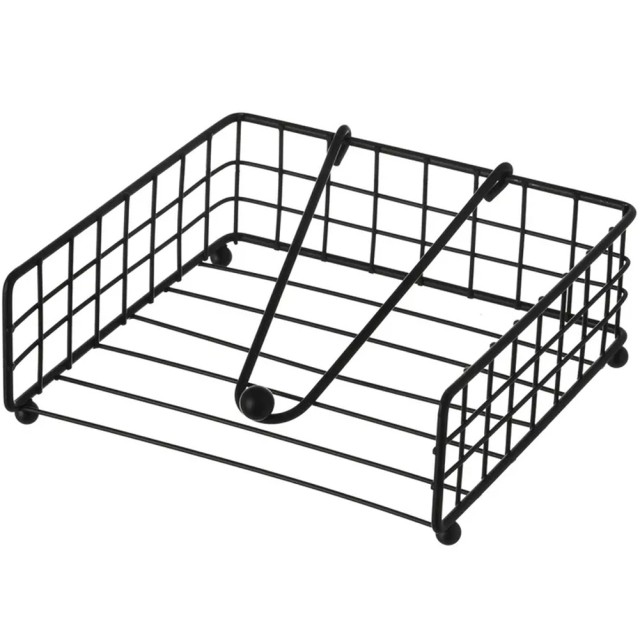 BAKAJI Τετράγωνη Μαύρη Βιομηχανική Μεταλλική Βάση Χαρτοπετσετών 19x19x7 εκ. 02838685