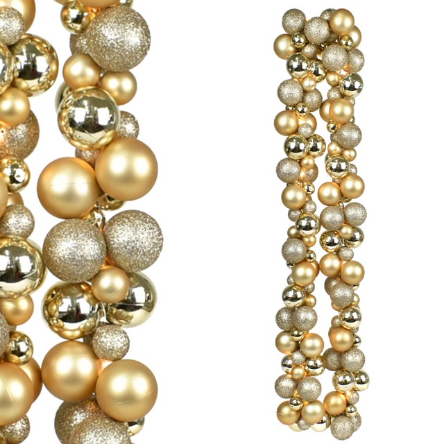 BAKAJI Γιορτινό Στεφάνι 142 Μπάλες Χριστουγέννων 180cm Γιρλάντα LED Χρυσή 02842926