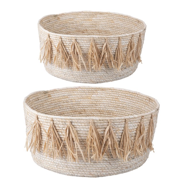 Villa DEste  Σετ από 2 φυσικά καλάθια με φούντες Natural 5922761