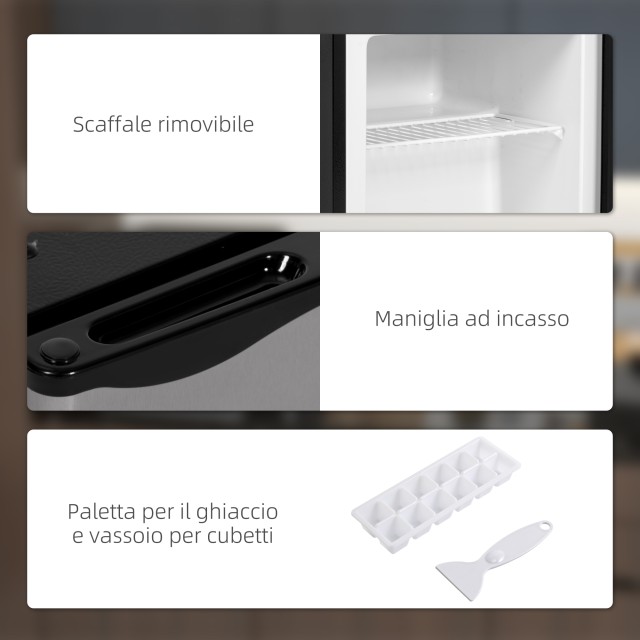 HOMCOM Φορητό Ψυγείο 35L με Αφαιρούμενο Ράφι και Ρυθμιζόμενη Θερμοκρασία, 47x44.2x48.8 εκ., Ασημί 800-127V90SR