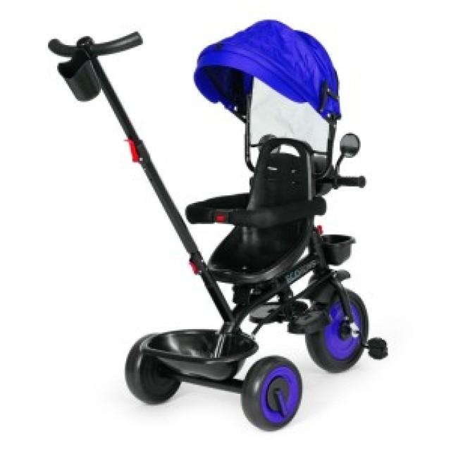 ECOTOYS Παιδικό τρίκυκλο καρότσι 3 σε 1 με περιστρεφόμενο κάθισμα και μπλε σκίαστρο WQL-066-51-Blue
