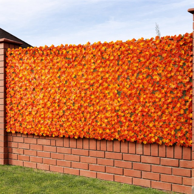 BAKAJI Συνθετικός Φράχτης Τεχνητών Φύλλων 1 x 3 μέτρα Πορτοκαλί - Ρολό με Αντικραδασμικό Πλέγμα 02001927